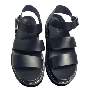 Madden Girl Women's Dazze Wedge Sandals 9.5M Black Platform Buckle Closure